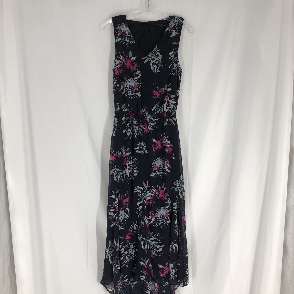 Banana Republic Floral Open Back Sleeveless Maxi Dress Women’s Size 4 Blue Pink